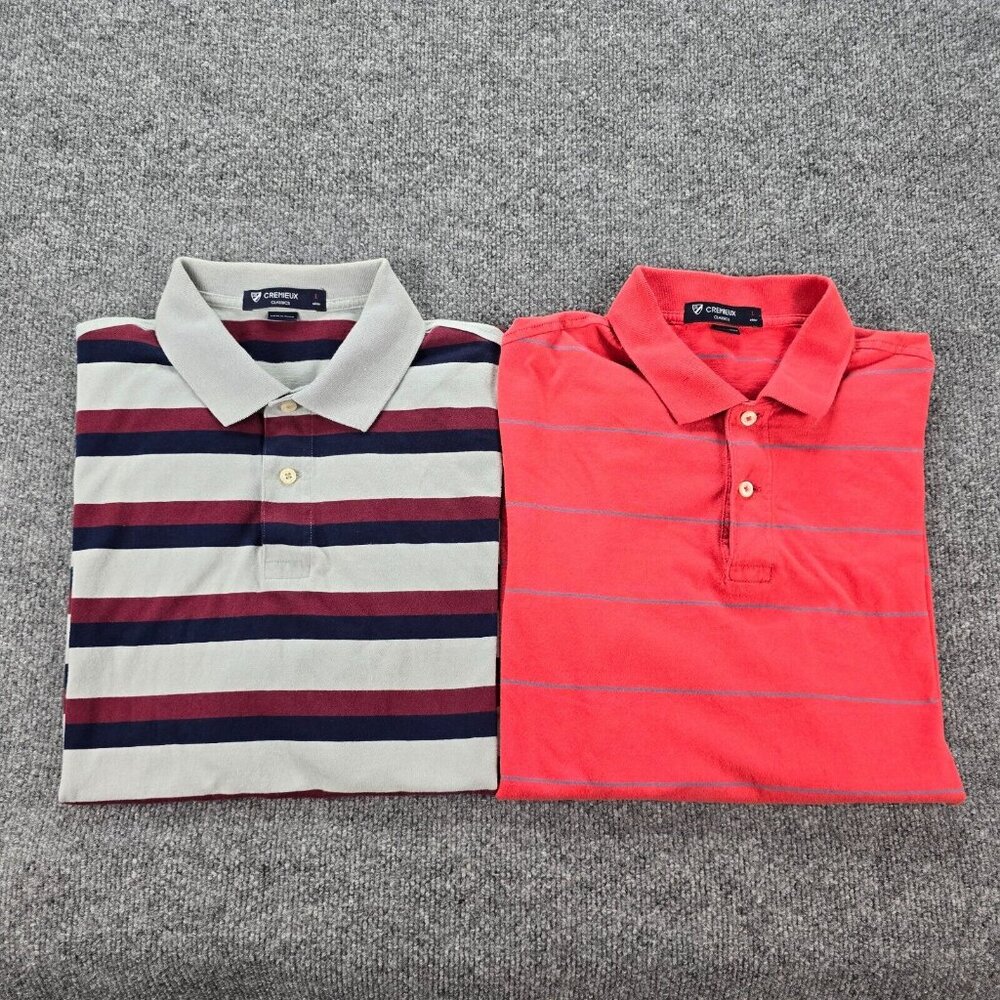 Daniel Cremieux Classics Polo Shirt Mens Large Striped Golf Bundle Lot of 2